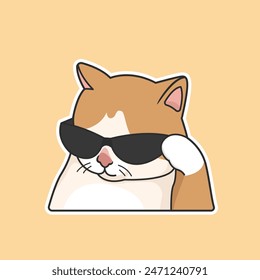 Cat With Sunglasses Vector Cute Illustration