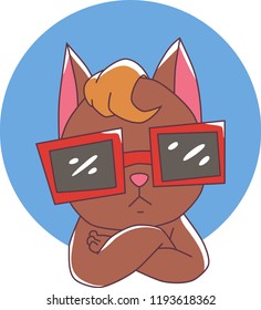 Cat in sunglasses vector illustration