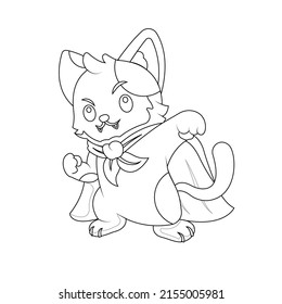 Cat Super Hero Outline For Kids