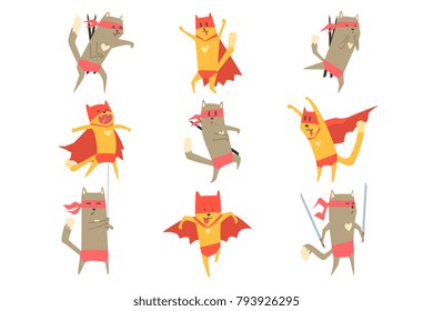 Cat Superhero Character Set