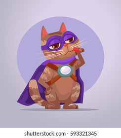 Cat Superhero Character. Vector Flat Cartoon Illustration