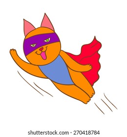 Cat- superhero flying art vector