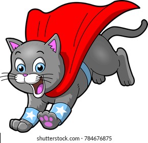 Cat Superhero Pet Cartoon Clipart Vector