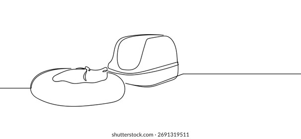 Suministros de gato, doodle dibujado a mano de línea continua Una línea de diseño Ilustración vectorial 