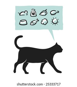 Cat supplies icons set. Vector illustration.