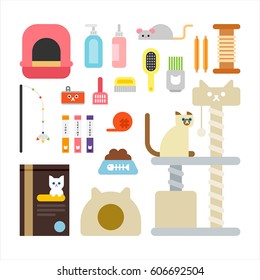 Cat Supplies object vector illustration flat design