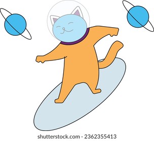 Die Katze surft im All.