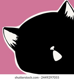 Cat surprised with open mouth illustration. Contemporary poster print  template vector illustration