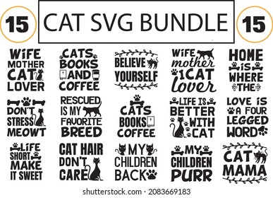 Cat Svg Bundle,cat quotes design svg cut files