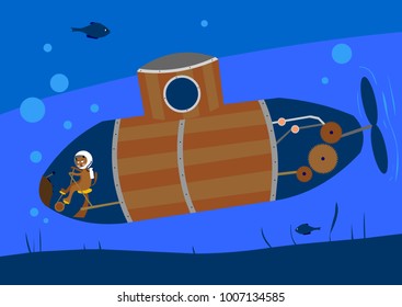 Cat swimming under water