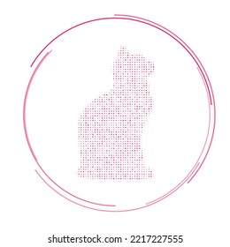 The cat symbol filled with pink dots. Pointillism style. Vector illustration on white background