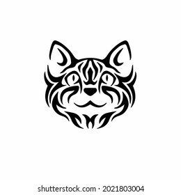 Cat Symbol Logo. Tribal Tattoo Design. Stencil Vector Illustration