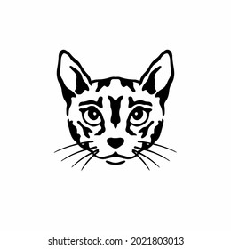 Cat Symbol Logo. Tribal Tattoo Design. Stencil Vector Illustration