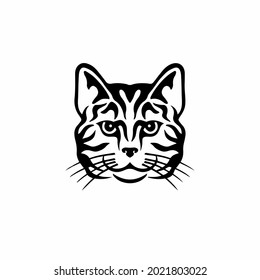 Cat Symbol Logo. Tribal Tattoo Design. Stencil Vector Illustration