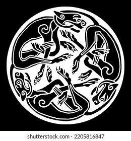 Cat Symbol Medieval Irish Culture Symbols Celtic Design Animals Three Vector