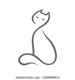 Cat symbol on white backdrop. Design element