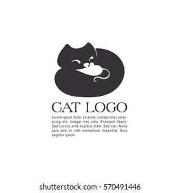 Cat symbol - trendy negative space design