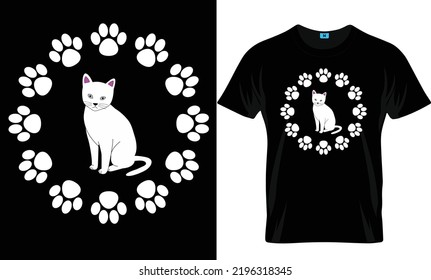 Cat T Shirt Design. Beautiful color and Text