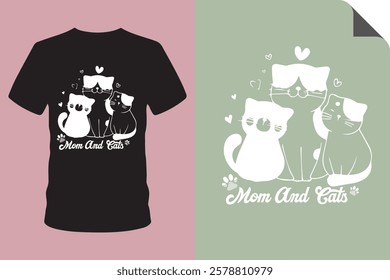 Cat t shirt design, mom and cats design, cats paw design