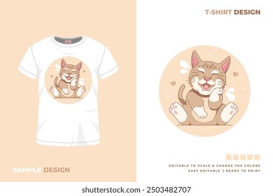 cat t shirt design printable vector 11