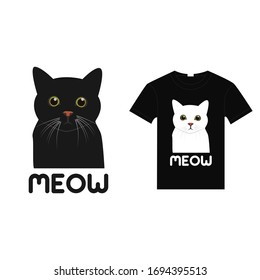 Cat t shirt design vector. Meow cat t shirt vector. Cat illustration