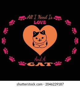 Cat T Shirt Design And Vector Illustration. 