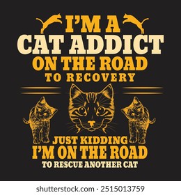 Cat T shirt design, Vector T-shirt Design Idea, Typography Design,