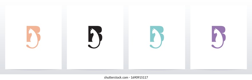 Cat With Tail On Letter Logo Design B