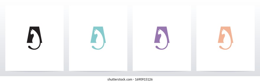 Cat With Tail On Letter Logo Design A