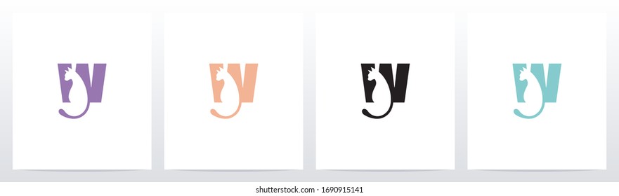 Cat With Tail On Letter Logo Design W