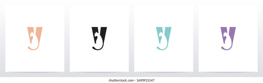 Cat With Tail On Letter Logo Design V
