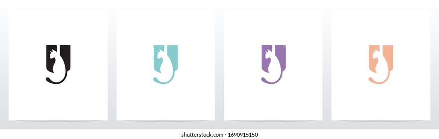 Cat With Tail On Letter Logo Design U