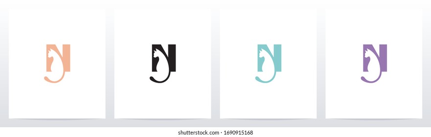 Cat With Tail On Letter Logo Design N