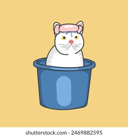 Cat Take a Bath Vector Cute Illustration