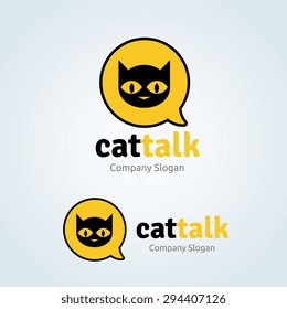 Cat Talk Vector Logo Design Template