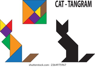 Cat Tangram Puzzle. Education and Creativity.
