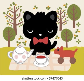 cat tea time