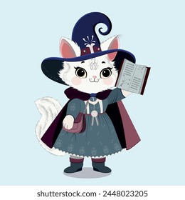 Cat teacher illustration for children's books