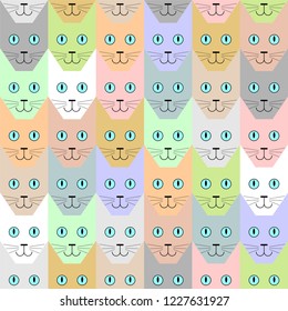 Cat Tessellation Pattern In Multiple Colors