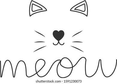 Cat text doodle - Meow.