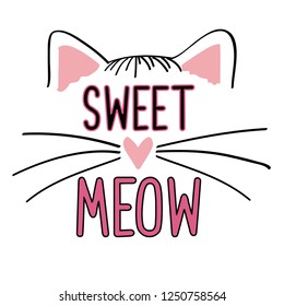 cat text heart baby girl child tee illustration art vector 