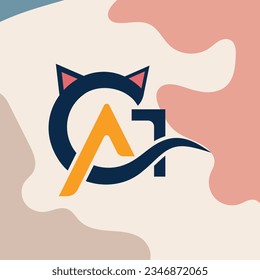 Cat text logo design idea