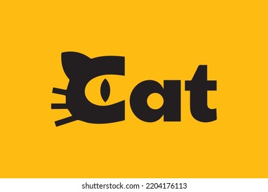 Cat Text Logo Template. Cat Typography