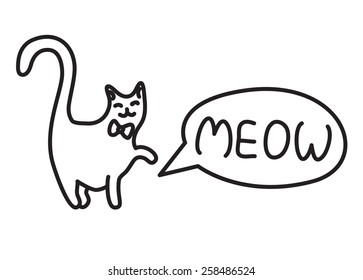 Cat with text meow bubble clear vector 