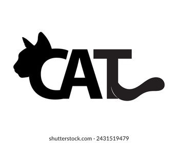 Cat text vector illustration presents a playful and charming depiction of the word 'cat' creatively integrated with cat-related imagery and motifs.