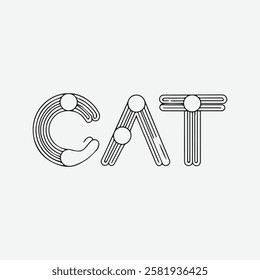 Cat Text Written Typography Template Background Vector Illustration Wallpaper Featuring Cute Feline, Pet Lover, Kitten, Whiskers, and Playful Cat Design