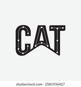 Cat Text Written Typography Template Background Vector Illustration Wallpaper Featuring Cute Feline, Pet Lover, Kitten, Whiskers, and Playful Cat Design