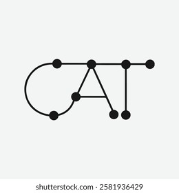 Cat Text Written Typography Template Background Vector Illustration Wallpaper Featuring Cute Feline, Pet Lover, Kitten, Whiskers, and Playful Cat Design