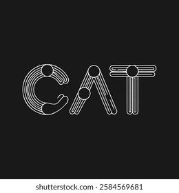 Cat Text Written Typography Template Background Vector Illustration Wallpaper Featuring Cute Feline, Pet Lover, Kitten, Whiskers, and Playful Cat Design