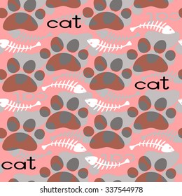 Cat Textile Pattern. Vector seamless.